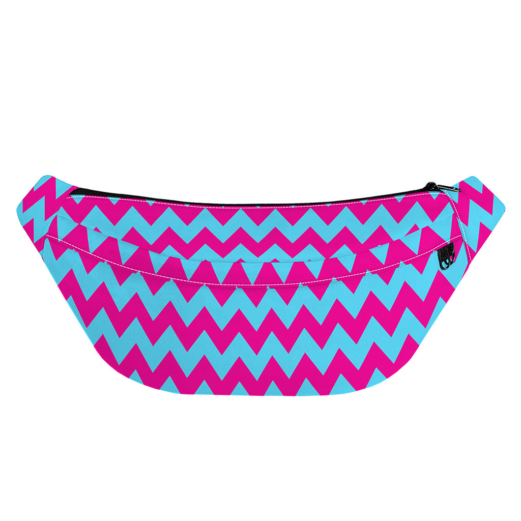 Pink And Blue Chevron Pattern Print Fanny Pack