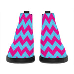 Pink And Blue Chevron Pattern Print Flat Ankle Boots