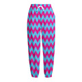 Pink And Blue Chevron Pattern Print Fleece Lined Knit Pants