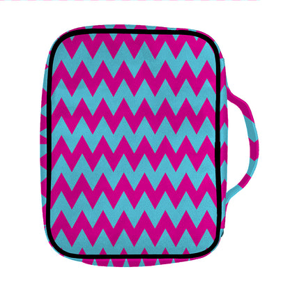 Pink And Blue Chevron Pattern Print Front Pocket Bible Bag