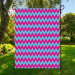 Pink And Blue Chevron Pattern Print Garden Flag