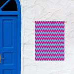Pink And Blue Chevron Pattern Print Garden Flag