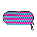 Pink And Blue Chevron Pattern Print Glasses Case