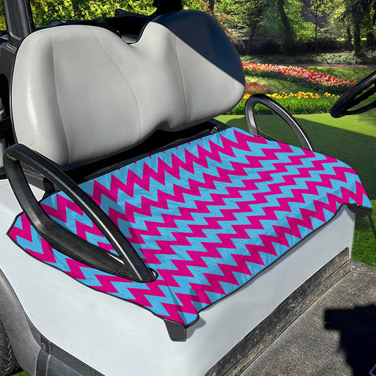 Pink And Blue Chevron Pattern Print Golf Cart Seat Cover