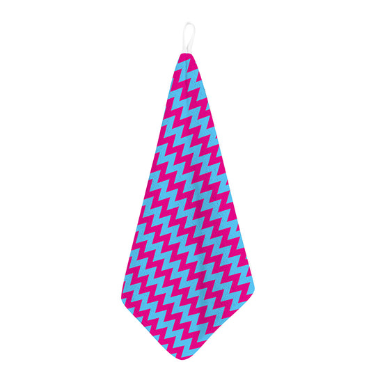 Pink And Blue Chevron Pattern Print Hand Towel