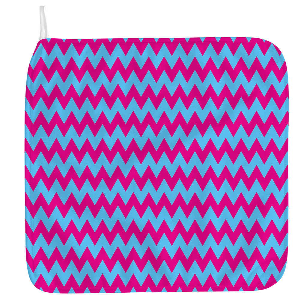 Pink And Blue Chevron Pattern Print Hand Towel