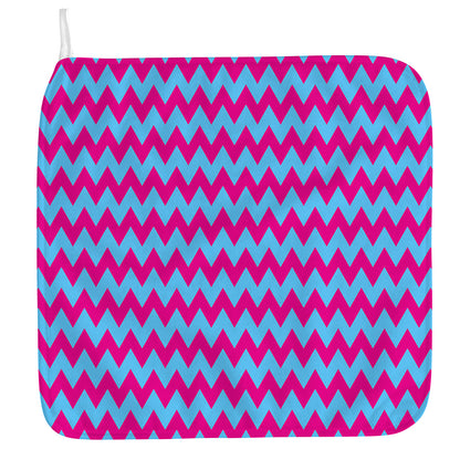 Pink And Blue Chevron Pattern Print Hand Towel