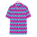 Pink And Blue Chevron Pattern Print Hawaiian Shirt