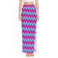 Pink And Blue Chevron Pattern Print High Slit Maxi Skirt