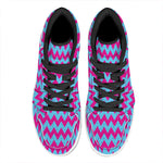 Pink And Blue Chevron Pattern Print High Top Leather Sneakers