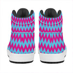 Pink And Blue Chevron Pattern Print High Top Leather Sneakers