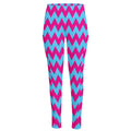 Pink And Blue Chevron Pattern Print High-Waisted Pocket Leggings