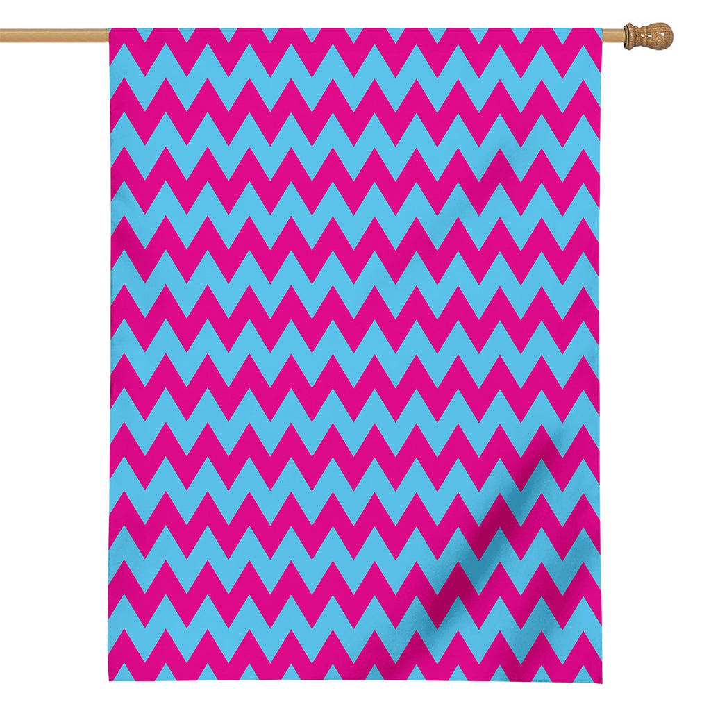 Pink And Blue Chevron Pattern Print House Flag