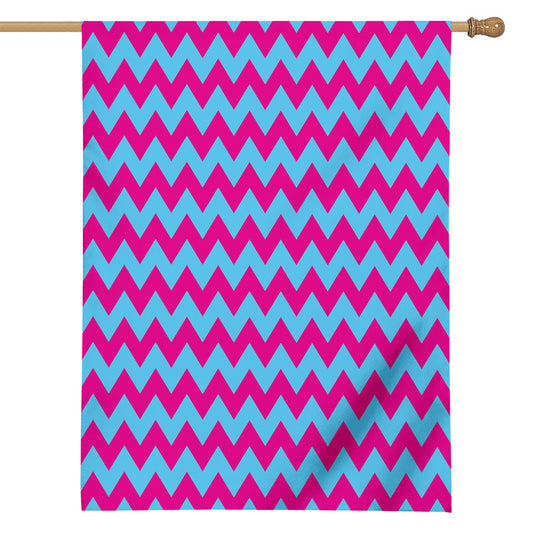 Pink And Blue Chevron Pattern Print House Flag