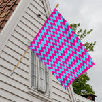 Pink And Blue Chevron Pattern Print House Flag