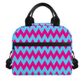 Pink And Blue Chevron Pattern Print Insulated Lunch Bag