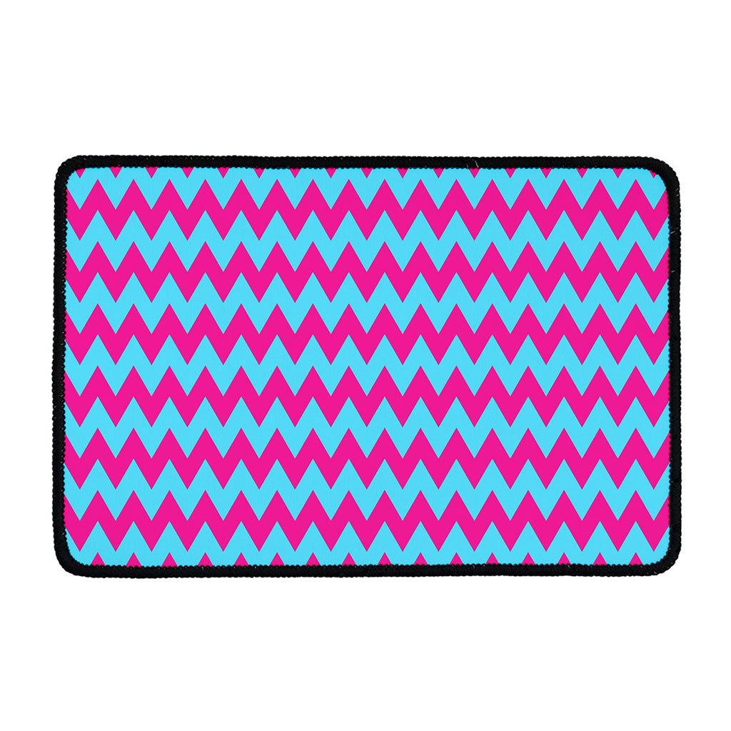 Pink And Blue Chevron Pattern Print Kitchen Mat