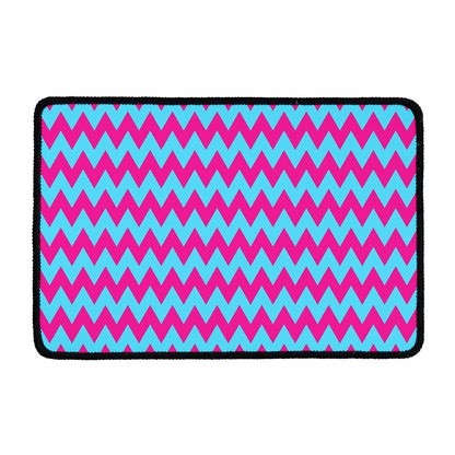 Pink And Blue Chevron Pattern Print Kitchen Mat