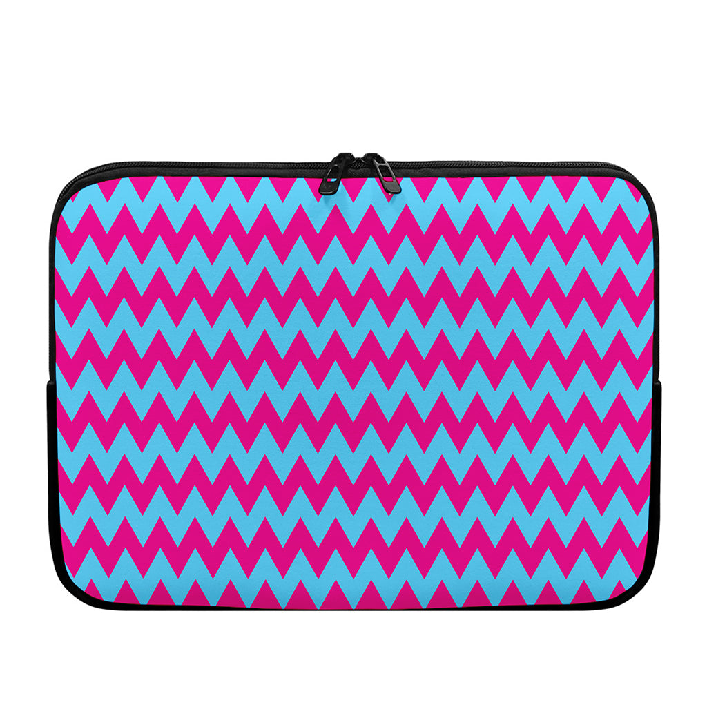 Pink And Blue Chevron Pattern Print Laptop Sleeve