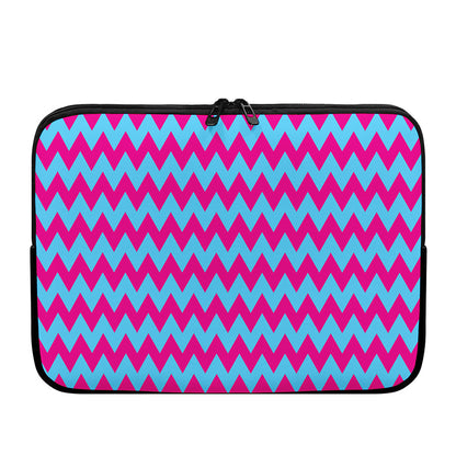 Pink And Blue Chevron Pattern Print Laptop Sleeve