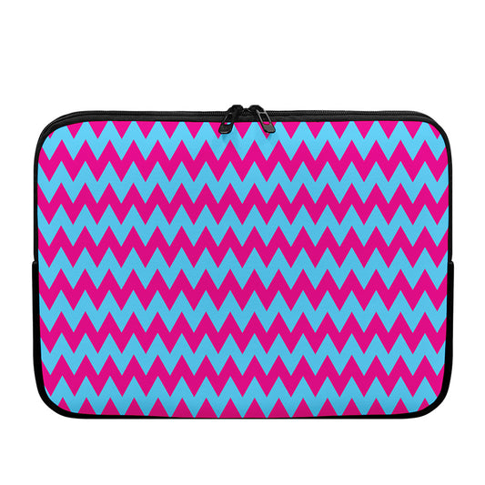Pink And Blue Chevron Pattern Print Laptop Sleeve