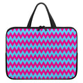Pink And Blue Chevron Pattern Print Laptop Sleeve With Handle
