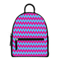 Pink And Blue Chevron Pattern Print Leather Backpack