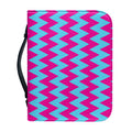 Pink And Blue Chevron Pattern Print Leather Bible Cover
