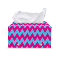 Pink And Blue Chevron Pattern Print Leather Tissue Box Cover