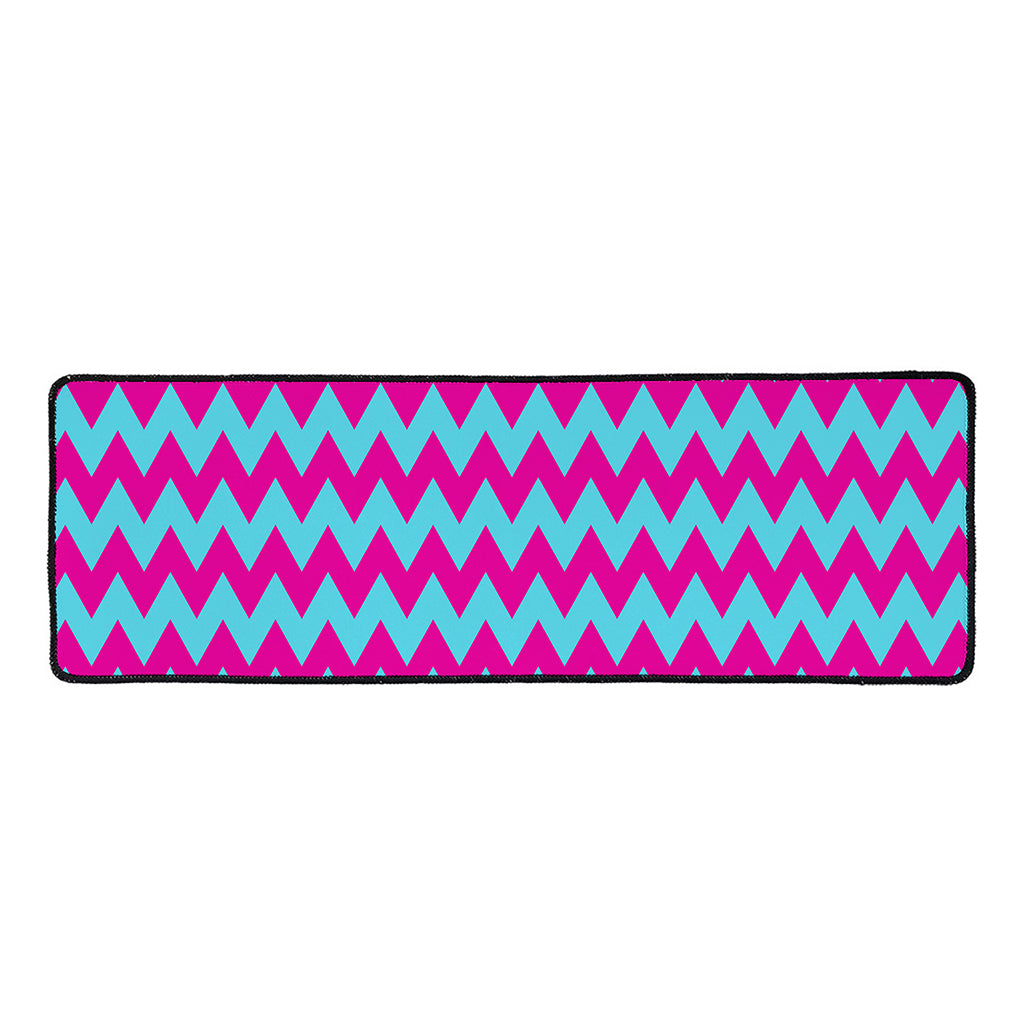 Pink And Blue Chevron Pattern Print Long Kitchen Mat