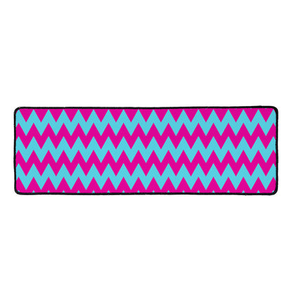 Pink And Blue Chevron Pattern Print Long Kitchen Mat