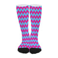 Pink And Blue Chevron Pattern Print Long Socks