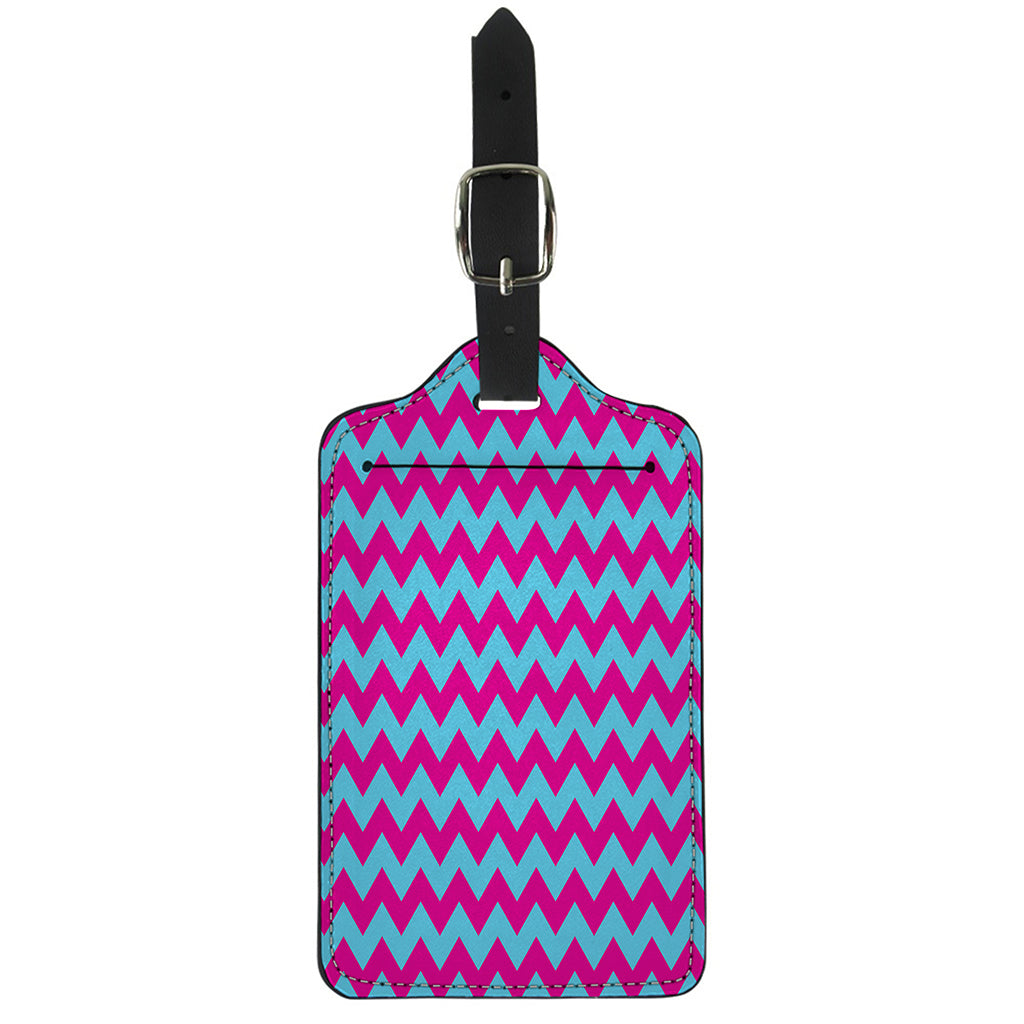 Pink And Blue Chevron Pattern Print Luggage Tag