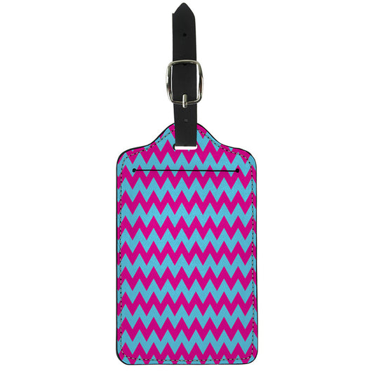 Pink And Blue Chevron Pattern Print Luggage Tag