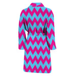 Pink And Blue Chevron Pattern Print Men's Bathrobe