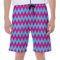 Pink And Blue Chevron Pattern Print Men's Beach Shorts