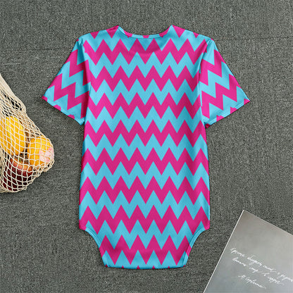 Pink And Blue Chevron Pattern Print Men's Bodysuit