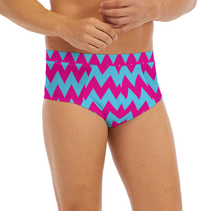 Pink And Blue Chevron Pattern Print Men's Briefs
