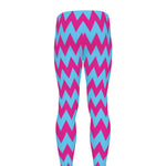 Pink And Blue Chevron Pattern Print Men's leggings