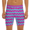 Pink And Blue Chevron Pattern Print Men's Long Boxer Briefs