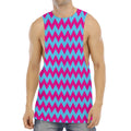 Pink And Blue Chevron Pattern Print Men's Muscle Tank Top