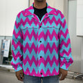Pink And Blue Chevron Pattern Print Men's Shirt Jacket