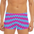 Pink And Blue Chevron Pattern Print Men's Short Boxer Briefs