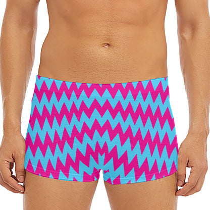 Pink And Blue Chevron Pattern Print Men's Short Boxer Briefs