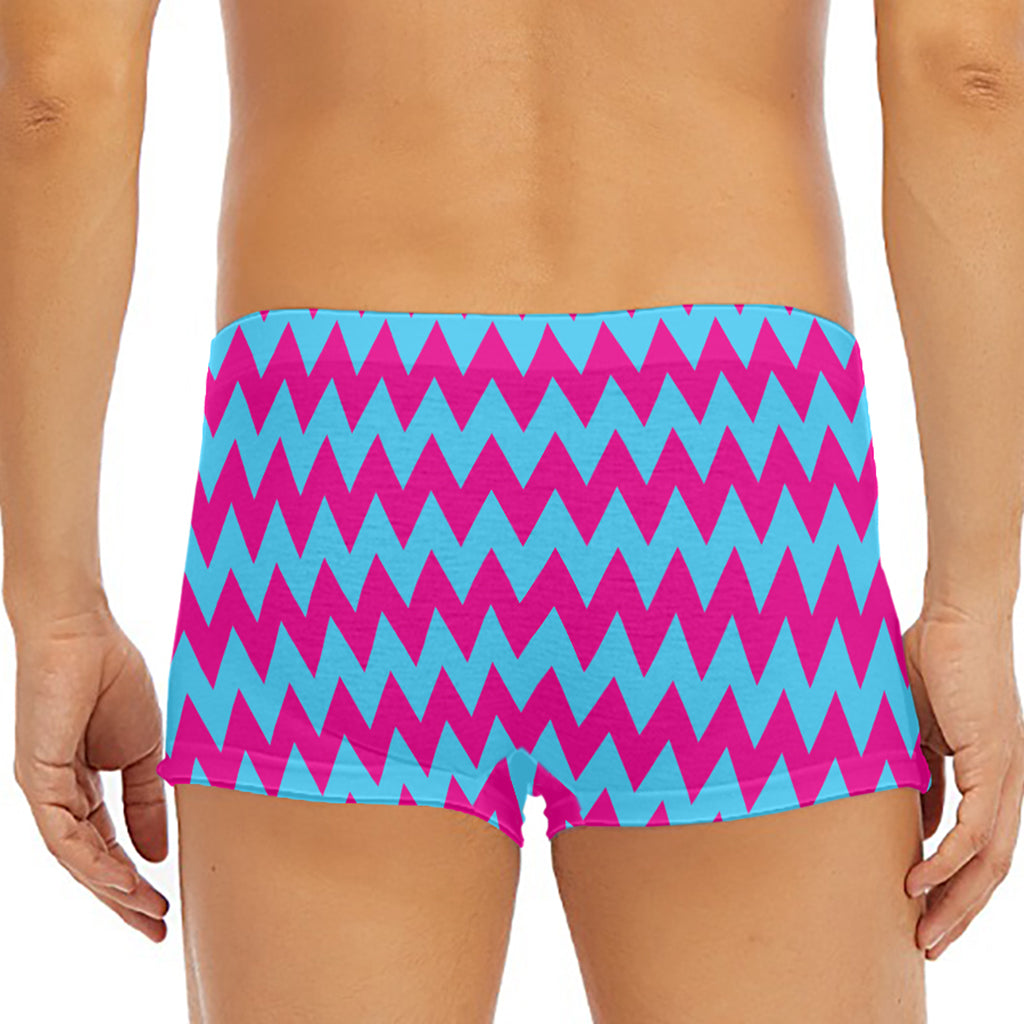 Pink And Blue Chevron Pattern Print Men's Short Boxer Briefs
