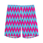 Pink And Blue Chevron Pattern Print Men's Sports Shorts