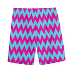 Pink And Blue Chevron Pattern Print Men's Sports Shorts