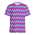 Pink And Blue Chevron Pattern Print Men's Athletic T-Shirt