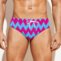 Pink And Blue Chevron Pattern Print Men's Swim Briefs