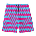 Pink And Blue Chevron Pattern Print Men's Swim Trunks